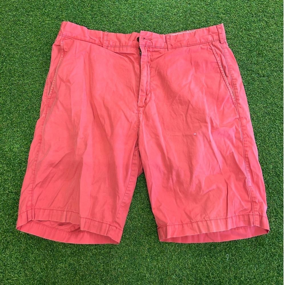 Cremieux Mens Coral Pink Flat Front Chino Shorts Size 38 Stretch Cotton Casual